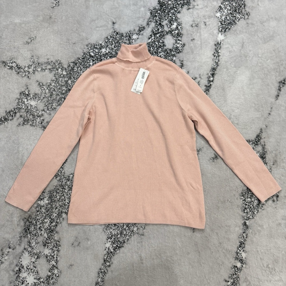 Chicos 3 Womens XL Blush Pink Turtleneck Sweater Coolmax Knit NWT Pullover